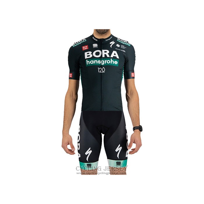 2021 Cycling Jersey Bora-Hansgrone Dark Green Short Sleeve And Bib Short